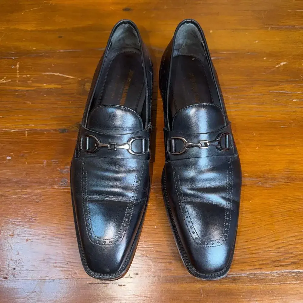 Johnston & Murphy Collection Black Leather Bit Loafers Crafted in Italy